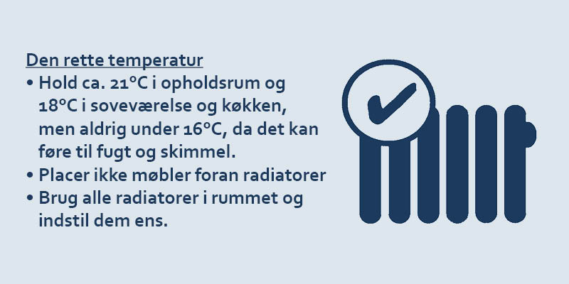 Den rette temperatur ikon med tekst i mørkeblå