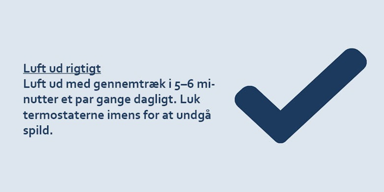 Luft ud ikon med tekst i mørkeblå